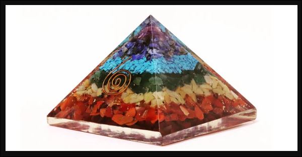 7 Chakra Crystals Orgone Pyramid | Multi Color - 3 inch