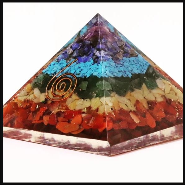 7 Chakra Crystals Orgone Pyramid | Multi Color - 3 inch